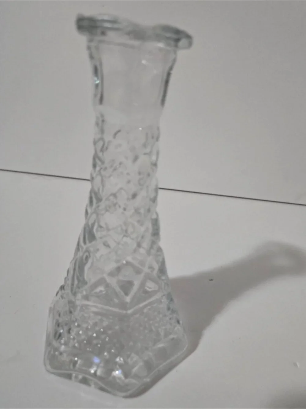 Set of 3 Vintage Pressed Glass Candle Holders – Clear Glass Mixed Designs